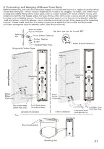 Fontana Blue Tempered Glass Multi-Function Massage Jets Rainfall Bath Shower Panel, All in One Installation Manuals
