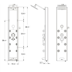 Fontana Blue Tempered Glass Multi-Function Massage Jets Rainfall Bath Shower Panel, All in One Installation Manuals