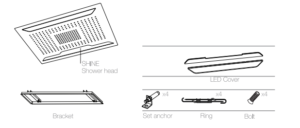 Recessed Ceiling Mount Square Oil Rubbed Bronze LED Rain Shower Head, All in One Installation Manuals
