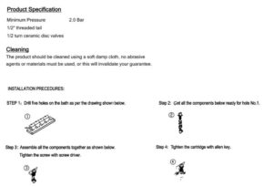 5-Hole Deck Mounted Bathtub faucet, All in One Installation Manuals