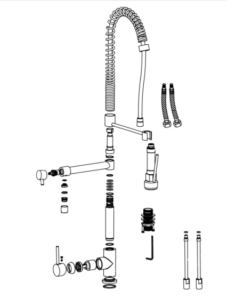 Chrome Finish Brass Body Color Changing LED Pull-Down Kitchen Sprayer, All in One Installation Manuals