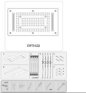 Marina 23″ by 31″ Multi Function Stainless Steel Ceiling Mount Shower Head Set, All in One Installation Manuals
