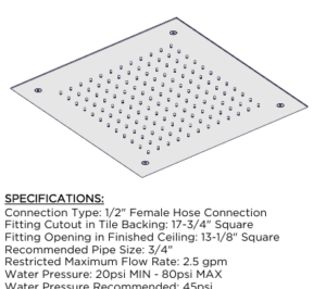 Ceiling shower head installations, All in One Installation Manuals