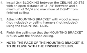 Ceiling shower head installations, All in One Installation Manuals