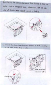 Reno Gold Tone Color Changing LED Rain Shower Set, All in One Installation Manuals