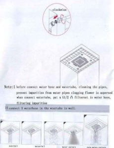 Reno Gold Tone Color Changing LED Rain Shower Set, All in One Installation Manuals