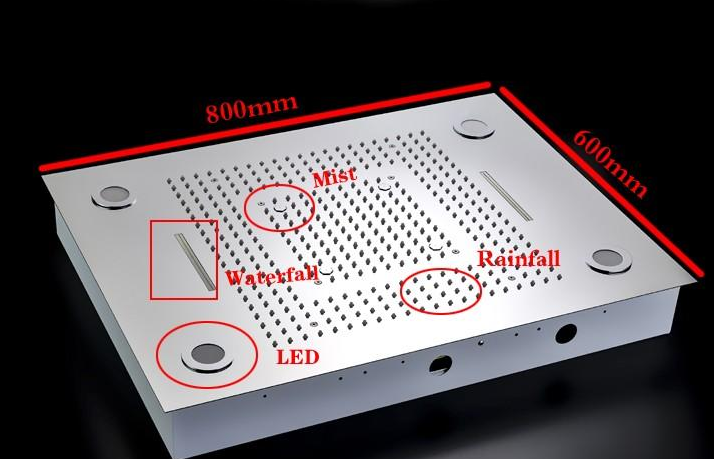 Bathselect Modern Design LED Rain Shower Head with Chrome Jet Spray & Sliding Bar Hand Shower, All in One Installation Manuals