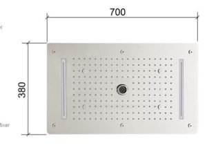 Platinum Shower Set with 5 Functions Thermostatic Mixer with 700×380 LED Ceiling Shower Head 4 Function Rain Waterfall.Spray Mist and Curtain, All in One Installation Manuals