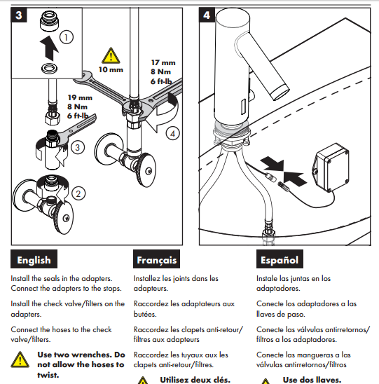 Tripod Automatic Electronic Motion Faucet, All in One Installation Manuals