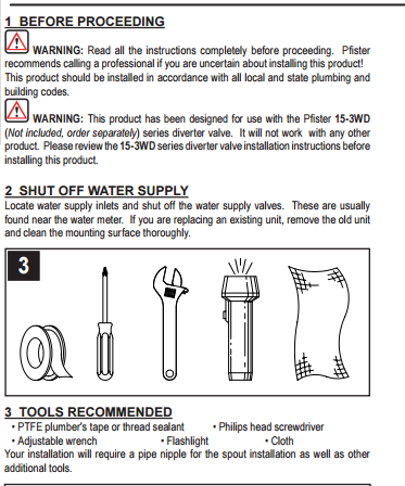 Marina 25″ Wall Mount Color Changing LED Waterfall Rainfall Shower Head with Handheld Shower, All in One Installation Manuals