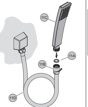 Catania Square Bathroom Shower Set with Rainfall Shower Head & Hand Shower, All in One Installation Manuals