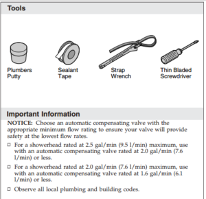 Lima Round Color Changing Water Powered Shower Solid Brass Built in Mixer, All in One Installation Manuals