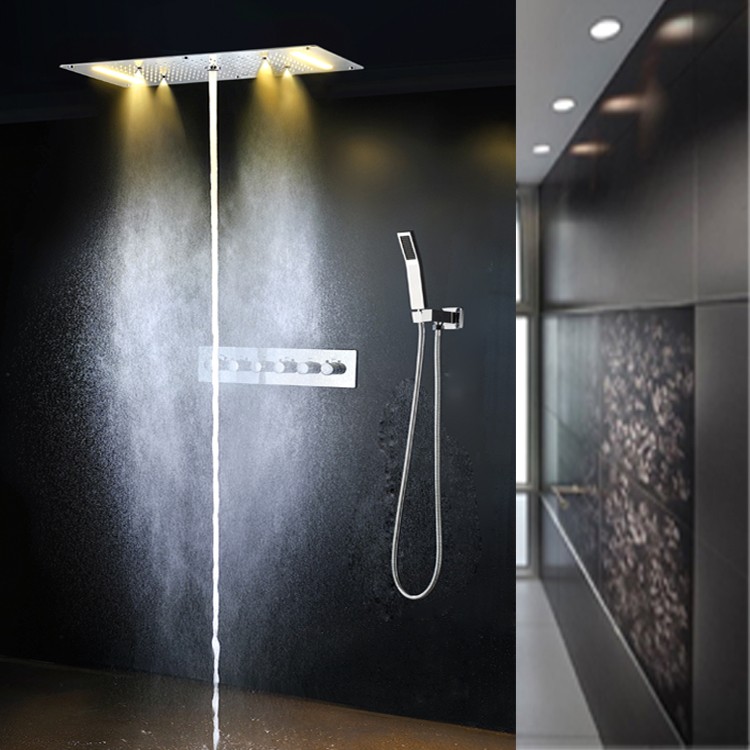 Venice Thermostatic Rectangular Shower Head with LED, All in One Installation Manuals