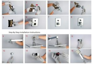 Rome Chrome Finish Rainfall Showerhead with Handheld Shower, All in One Installation Manuals