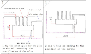Taranto Bathroom Shower Set with Rainfall Shower Head, All in One Installation Manuals