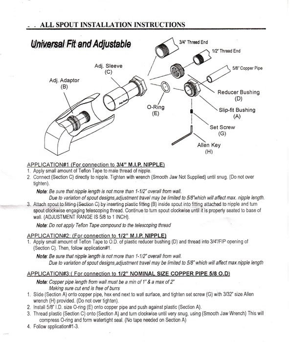 Reno Shower Set BST14, All in One Installation Manuals