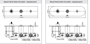3 Dials 2 Ways Square Mixer Chrome Finish Brass Shower Valve Panel With Diverter Ceramic Plate Spool, All in One Installation Manuals