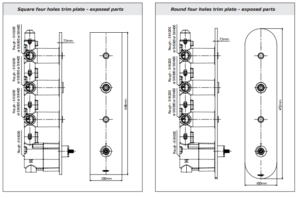 3 Dials 2 Ways Square Mixer Chrome Finish Brass Shower Valve Panel With Diverter Ceramic Plate Spool, All in One Installation Manuals