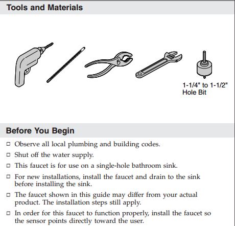 Automatic Sensor Waterfall Faucet Gold tone finish, All in One Installation Manuals