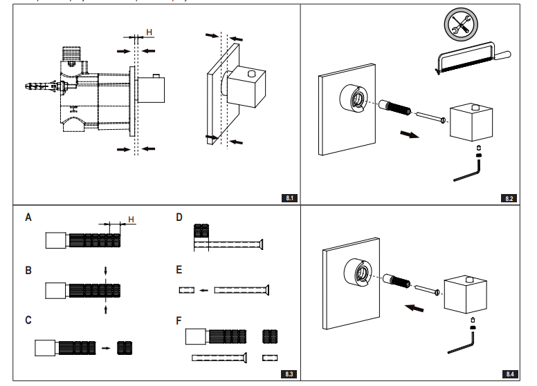 Fontana Solid Brass Gold Tone Finish Concealed Thermostatic Shower Valve Mixer 2 Way, All in One Installation Manuals