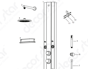Nanaimo Aluminium Rain Fall Shower Panel Set with Massage System, Hand Shower & Faucet, All in One Installation Manuals