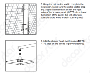 Fontana Piero Shower panel H704, All in One Installation Manuals