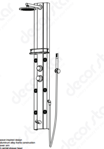 Nanaimo Aluminium Rain Fall Shower Panel Set with Massage System, Hand Shower & Faucet, All in One Installation Manuals