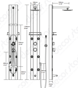 Nanaimo Aluminium Rain Fall Shower Panel Set with Massage System, Hand Shower & Faucet, All in One Installation Manuals