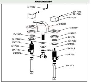 Quito Brushed Nickel Deck Mounted Double Handled Bathtub Faucet., All in One Installation Manuals