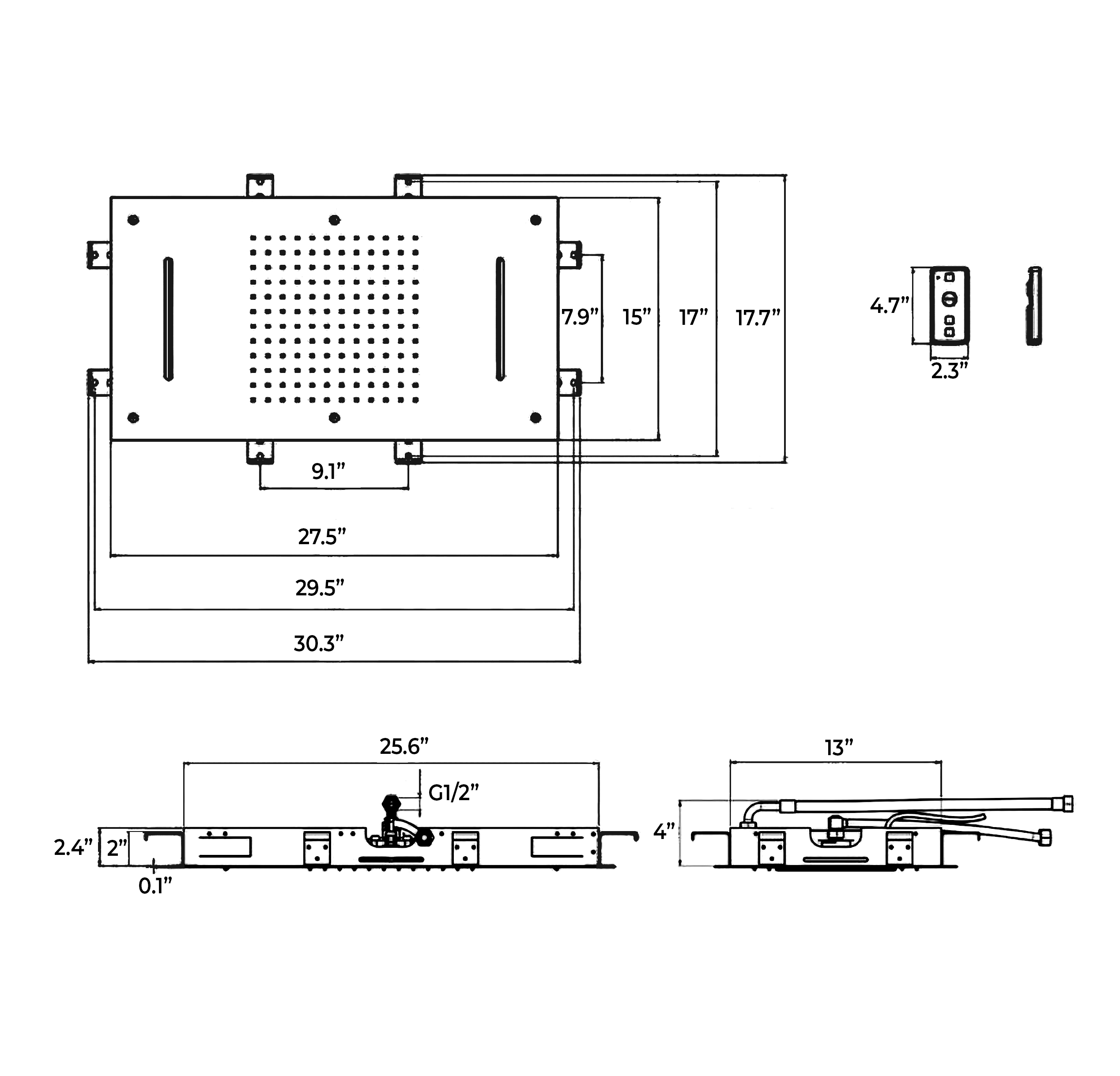 Reno 20″ Recessed Stainless Steel Color Changing LED Rain Shower Head, All in One Installation Manuals