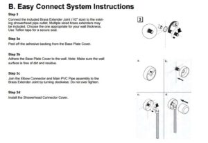 Abrantes Multi-Function Bronze Finish Wall Mount Shower Panel System, All in One Installation Manuals