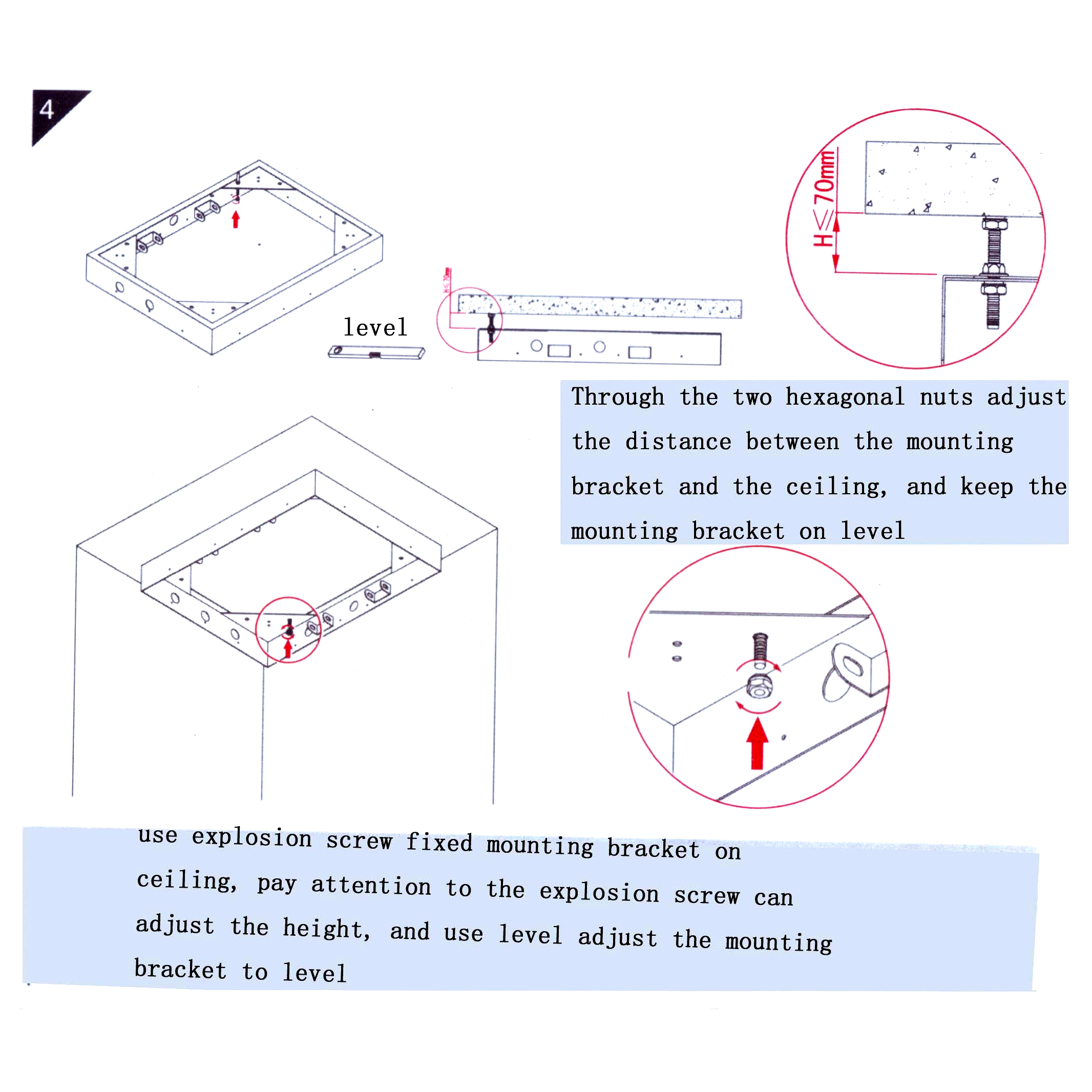 Trialo Solid Brass Recessed Color Changing Water Powered Led Shower Head, All in One Installation Manuals