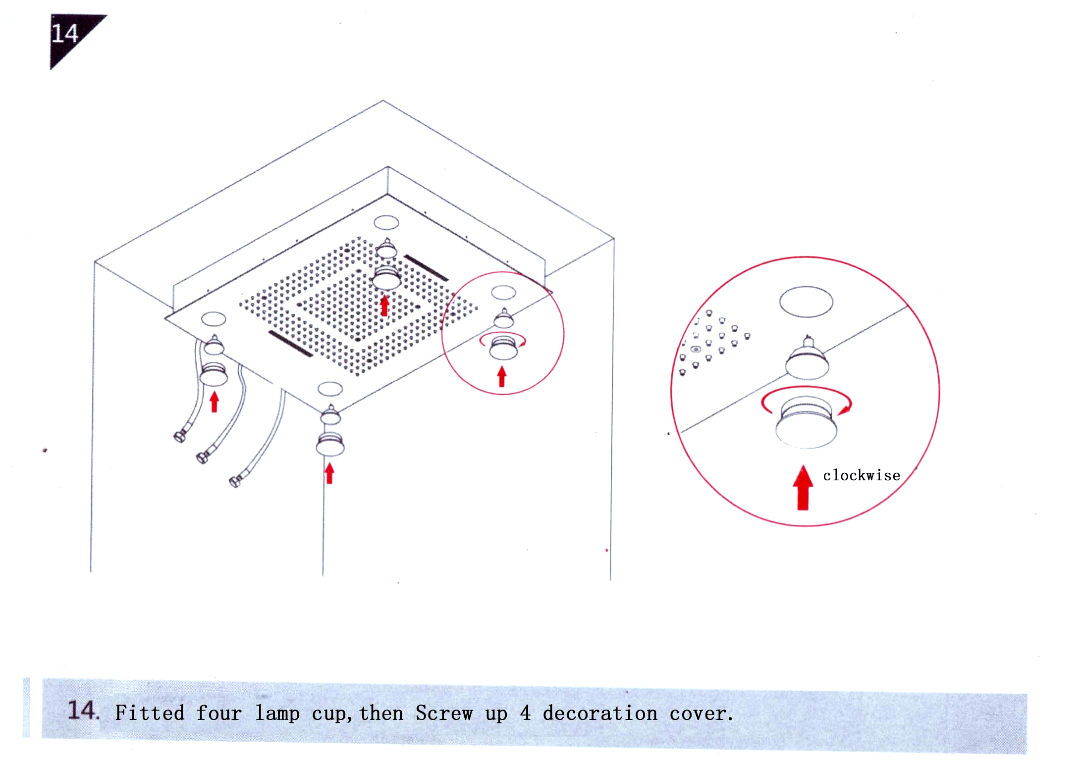 Trialo Solid Brass Recessed Color Changing Water Powered Led Shower Head, All in One Installation Manuals