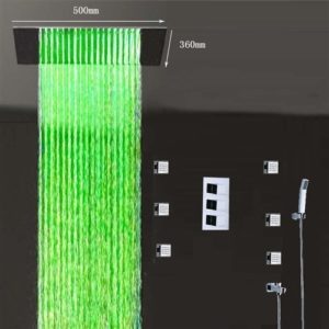 The Nariman Solid Brass Color Changing LED Rain Shower Head with Mixer and Adjustable Body Jets, All in One Installation Manuals