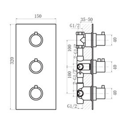 Shower room mixing valve, shower room 3/4/5 way water outlet thermostated copper head, shower room thermostatic faucet, All in One Installation Manuals
