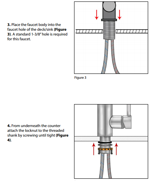 Curitiba Deck Mounted Gold Finish Kitchen Sink Faucet with Pull Down Sprayer, All in One Installation Manuals