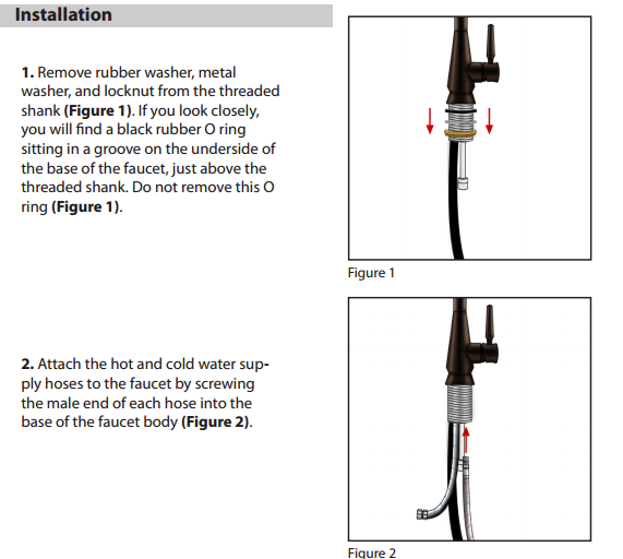 Le&oacute;n Oil Rubbed Bronze Kitchen Sink Faucet with Pull Down Spout, All in One Installation Manuals
