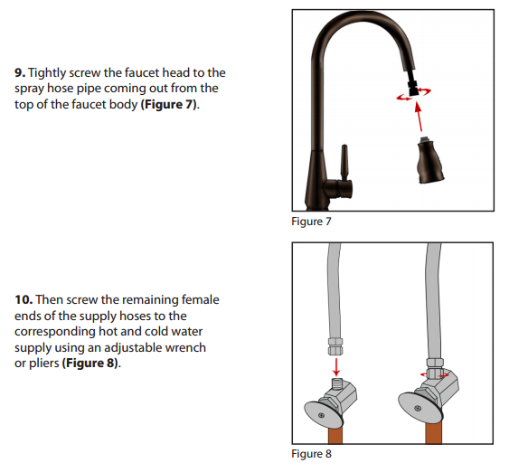Le&oacute;n Oil Rubbed Bronze Kitchen Sink Faucet with Pull Down Spout, All in One Installation Manuals