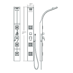 Lenox Stainless Steel Rainfall Waterfall Shower Panel with Pulsating Massage Body Sprays, All in One Installation Manuals