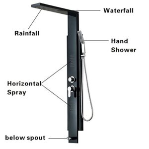 Sintra Stainless Steel Black Shower Panel System with Rainfall Shower & Body Massage Jets, All in One Installation Manuals
