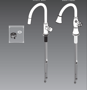 Turrubares Deck Mounted Kitchen Sink Faucet with Pull Down Sprayer, All in One Installation Manuals