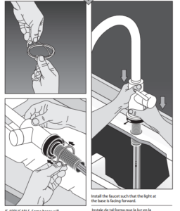 Turrubares Deck Mounted Kitchen Sink Faucet with Pull Down Sprayer, All in One Installation Manuals