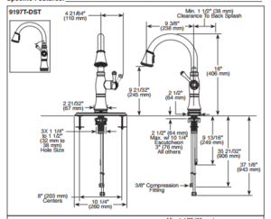 Turrubares Deck Mounted Kitchen Sink Faucet with Pull Down Sprayer, All in One Installation Manuals
