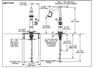 Turrubares Deck Mounted Kitchen Sink Faucet with Pull Down Sprayer, All in One Installation Manuals