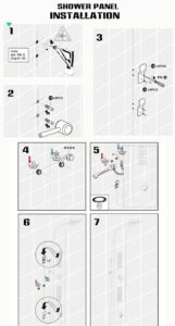 Fontana Rose-gold Stainless Steel Shower panel, All in One Installation Manuals