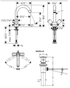 Milan Antique Double Handle Bathroom Sink Faucet, All in One Installation Manuals