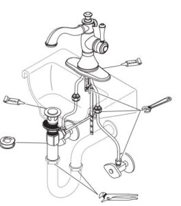 Naples Gold Finish Single Handled Kitchen Sink Faucet, All in One Installation Manuals