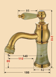 Luxury Gold-plate basin Faucet Single Jade Handle Centerset Mixer Tap, All in One Installation Manuals