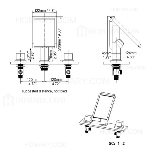 Widespread Waterfall Bathroom Sink Faucet Chrome Finish, All in One Installation Manuals