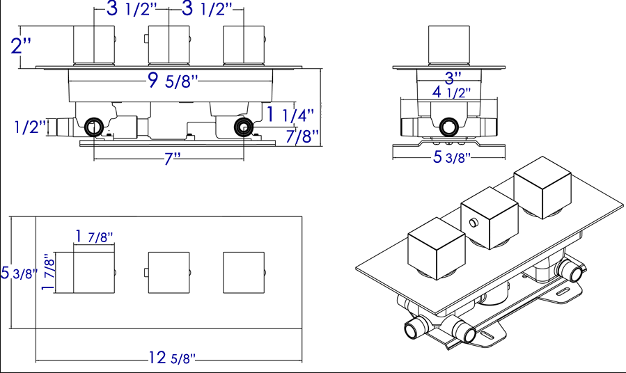 Chrome Finish Rain Shower Head System Available in Different sizes, All in One Installation Manuals